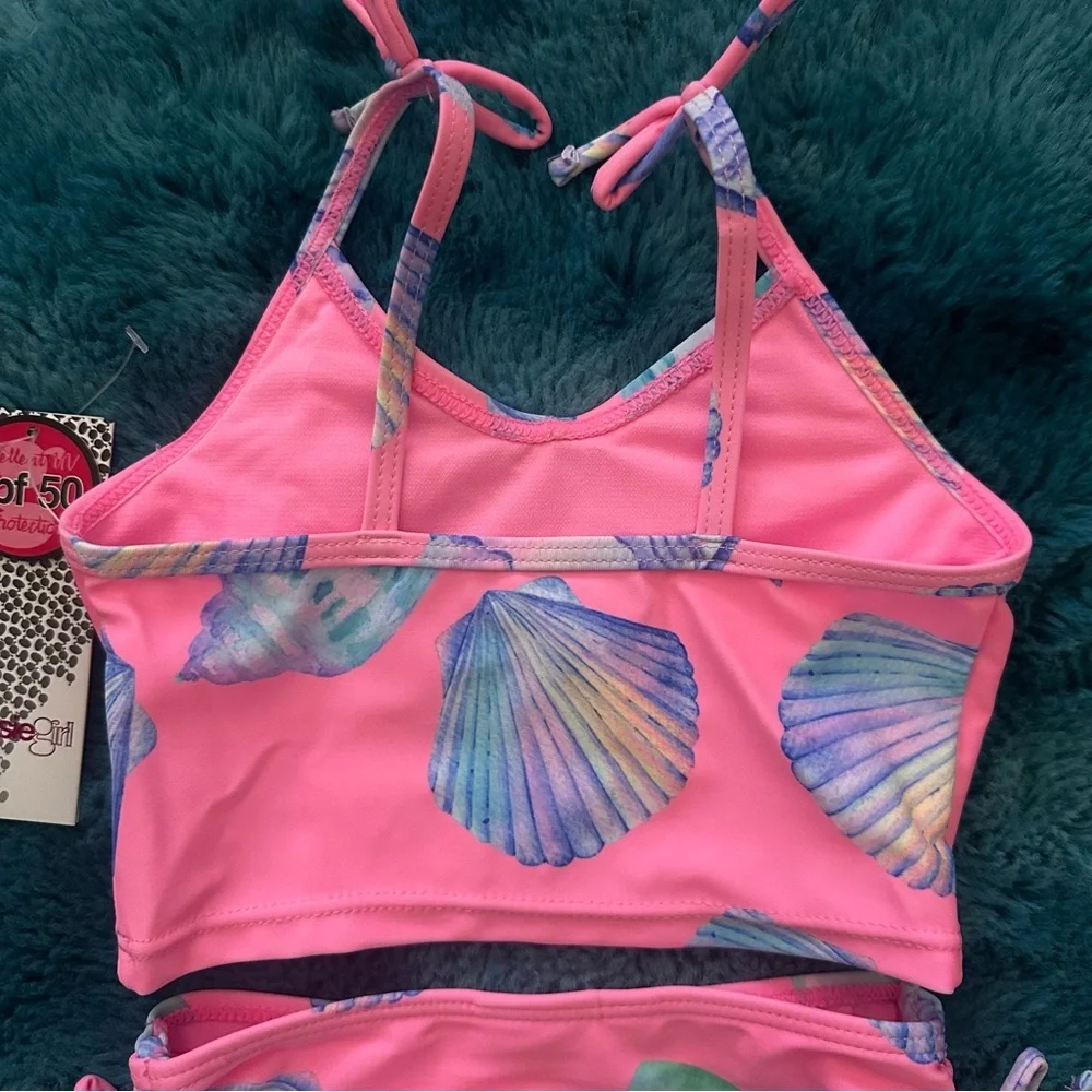 Kensie Girl Pink and Blue Seashell Bikini Size 2T